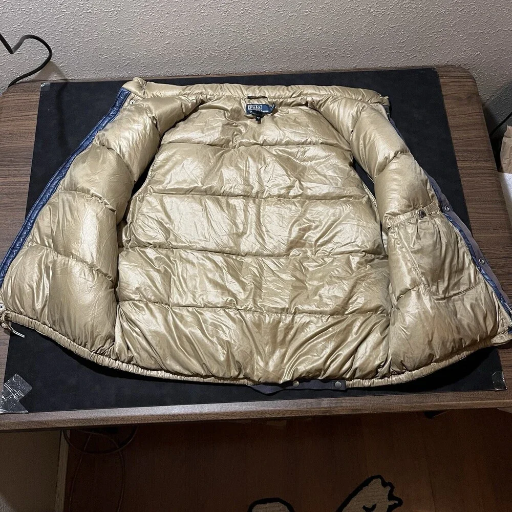 Vintage Polo Ralph Lauren Goose Down Puffer Jacket Hill Alpine Leather Vest 90s